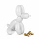 D2830PWEG - Cane palloncino seduto piccolo bianco con osso dorato