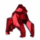 D4944ER - Scultura Gorilla sfaccettato rosso metallizzato in resina