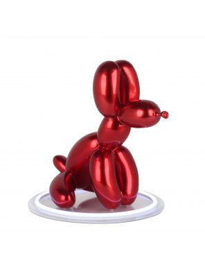 Lampada scultura a led cane palloncino seduto in resina rossa