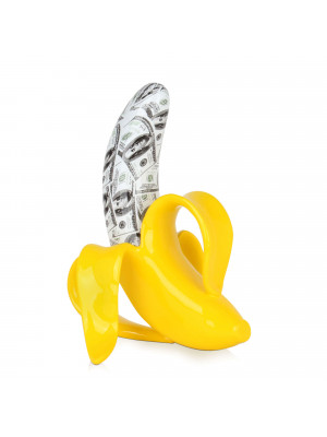 statua in resina banana gialla e dollari