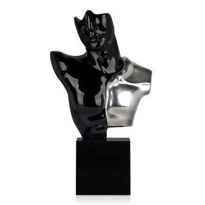 Scultura in resina nero e argento rappresentante un Busto di Guerriero