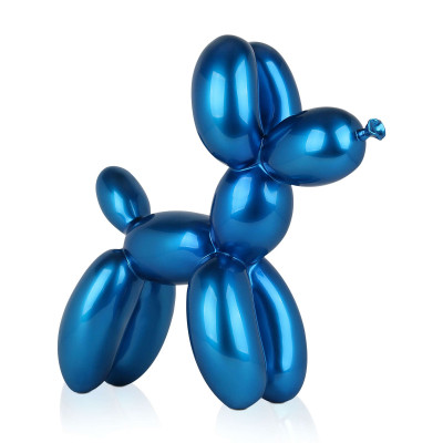 Statuetta in resina raffigurante un palloncino blu modellato a forma di cagnolino
