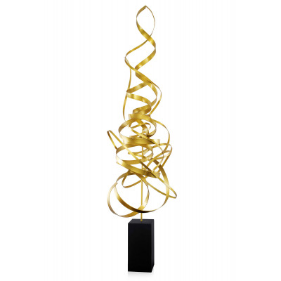 MS010A - Scultura in metallo Vortice di nastri dorati