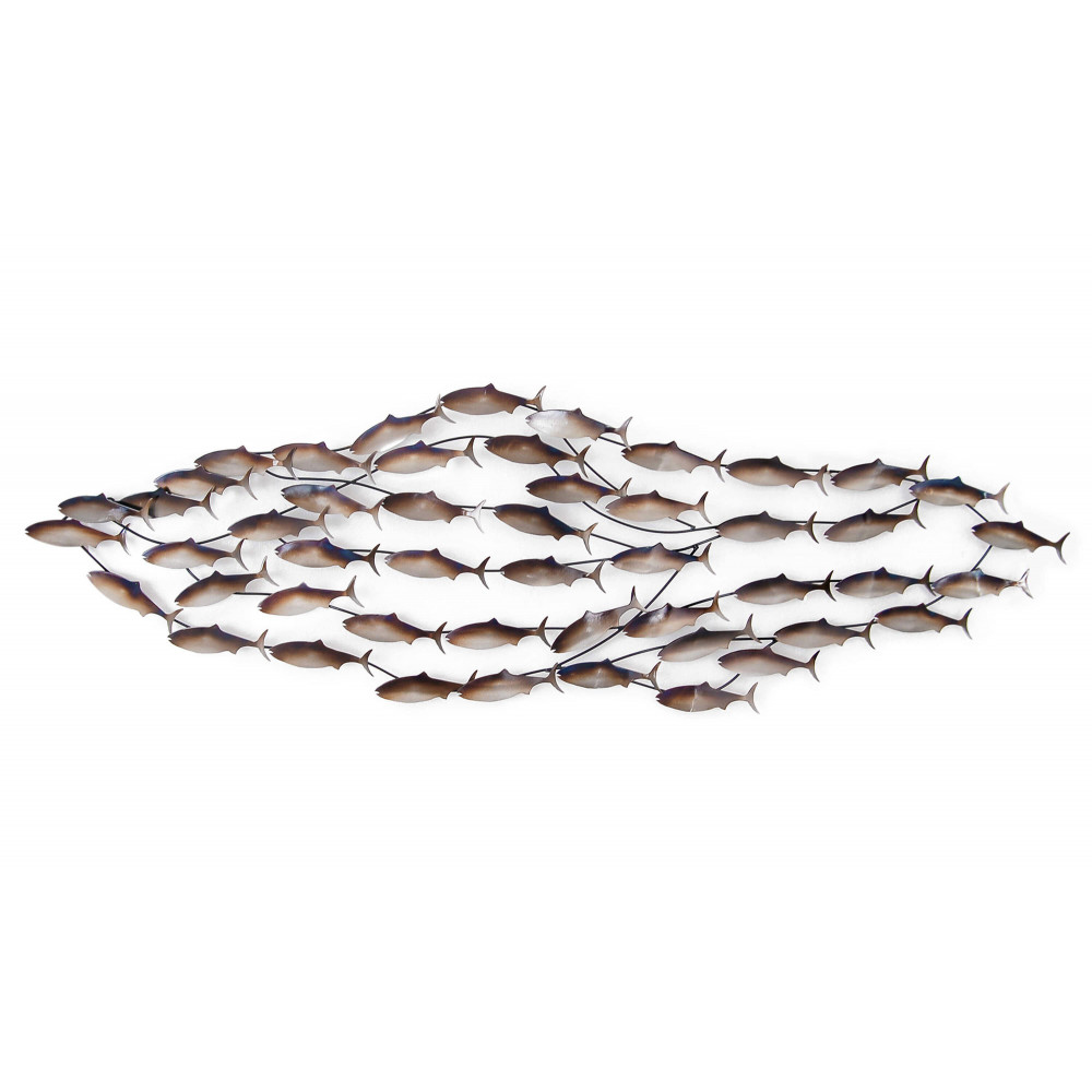 Quadro in metallo rappresentante un banco di 50 pesciolini