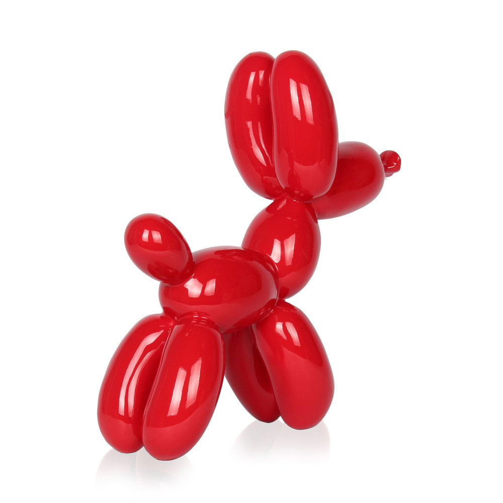 Realizzazione artigianale in resina rossa laccata rappresentante un cane creato con palloncini