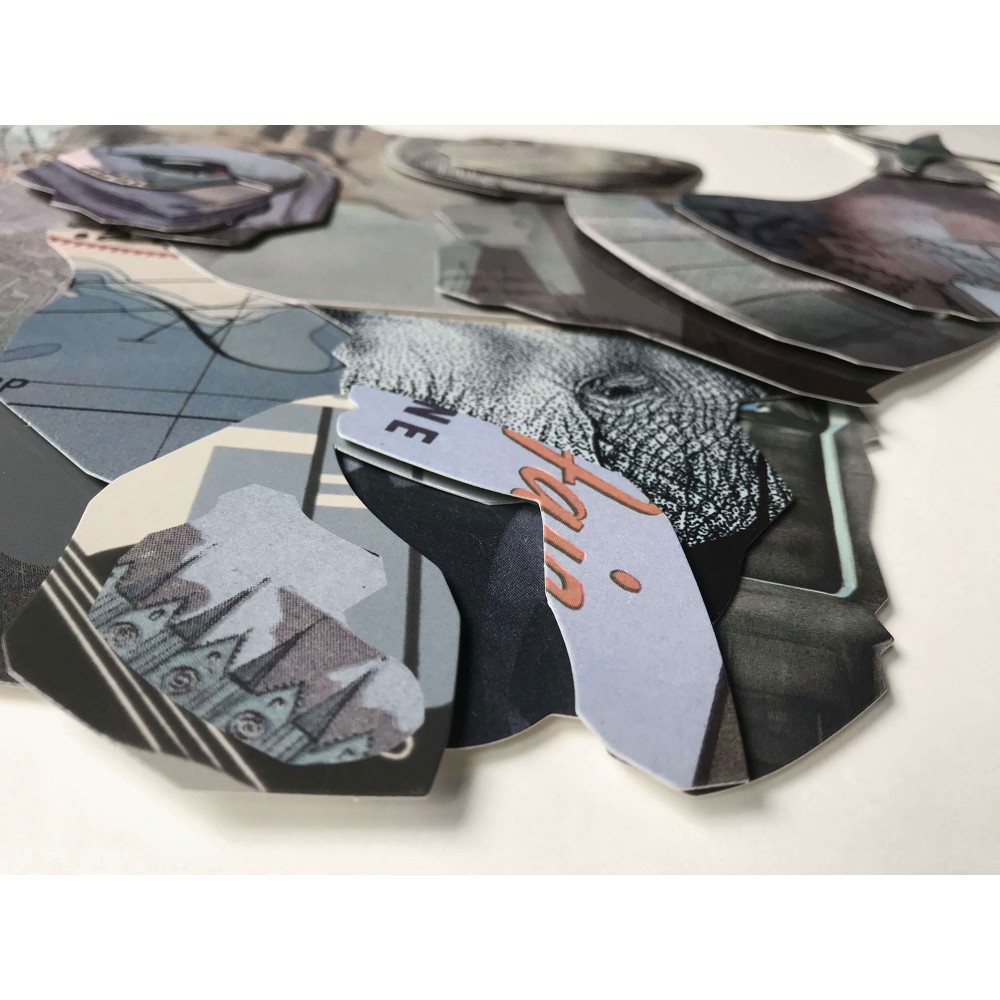 SA059A1 - Quadro collage Rinoceronte con uccellini