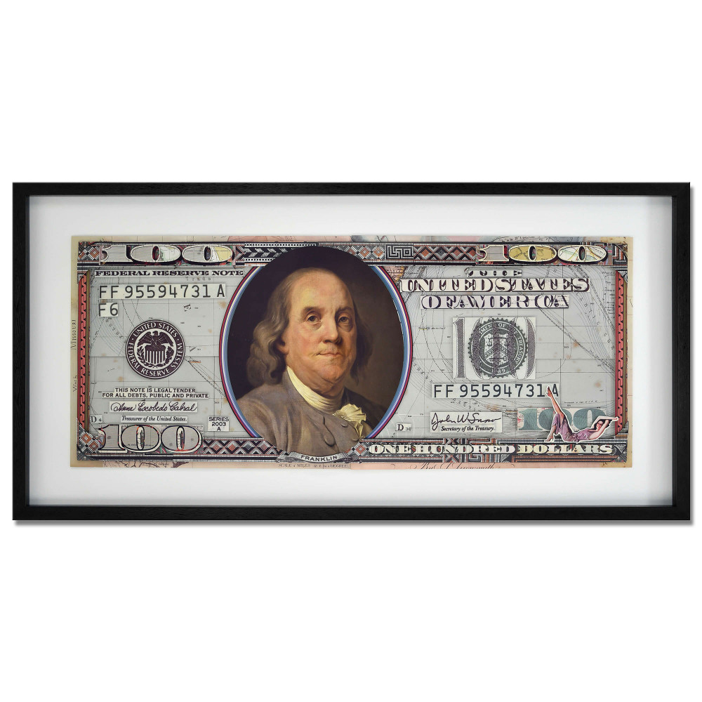 SA066A1 - Quadro collage Banconota Cento Dollari