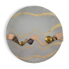 composizione astratta di forma sferica con inserti in oro e grigio visione frontale