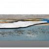 Dettaglio decorazioni in rilievo e sabbia del quadro materico con colori pastello