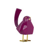 Scultura in resina viola rappresentante un piccolo uccellino stilizzato