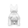 Bulldog francese bianco in resina laccata ritratto in posa seduta