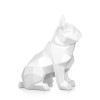 Profilo di Bulldog francese seduto realizzato a mano in resina laccata bianca