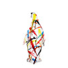 D3515PZ1 - Pinguino sfaccettato scultura multicolore