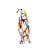 D3515PZ1 - Pinguino sfaccettato scultura multicolore