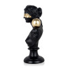 Profilo laterale di scultura in resina nera satinata di busto di donna neoclassico