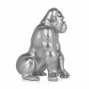 Scultura effetto argento in resina raffigurante un grande orango