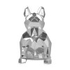 Bulldog francese argento in resina laccata ritratto in posa seduta