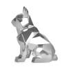 Profilo di Bulldog francese seduto realizzato a mano in resina laccata argento