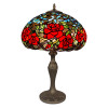 GF16414 - Lampada da tavolo Tiffany floreale rose rosse e fiori azzurri