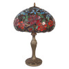 GF16414 - Lampada da tavolo Tiffany floreale rose rosse e fiori azzurri