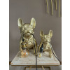 SBL4040EG - Bulldog Francese Seduto lampada scultura Pop Art resina effetto oro metallizzato