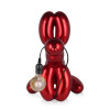 Lampada con statua in resina a forma di cane palloncino rosso