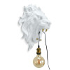 Statua lampada da parete testa di leone in resina bianca e oro