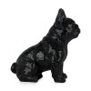 Profilo laterale di scultura di bulldog decorata in vetro nero temperato ad effetto screpolato