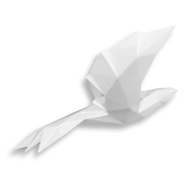 Scultura in resina Uccello origami colore bianco