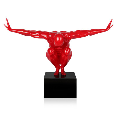 D4532PR - Statua piccola in resina Atleta Equilibrio rosso