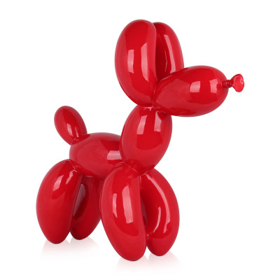 Statuetta moderna con rivestimento rosso lucido raffigurante un palloncino a forma di cane