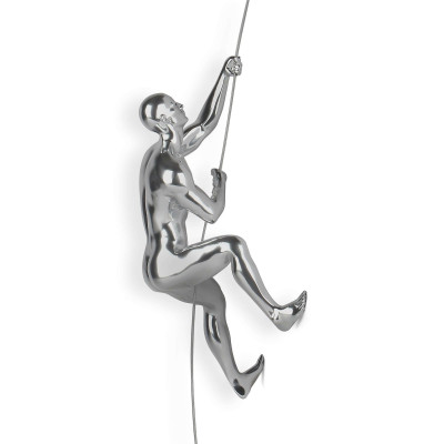 PE3016RS - Statua in resina scalatore argento lucido