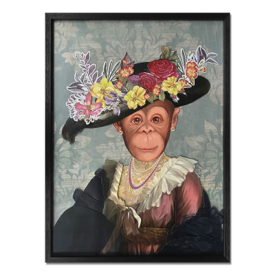 SA028A1 - Ritratto di scimmia in abito di dama d'epoca