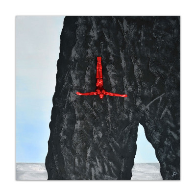 WS005X1 - Quadro con scultura Tuffo dalla roccia