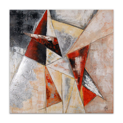 AS418X1 - Red and White Triangles Abstract Painting 