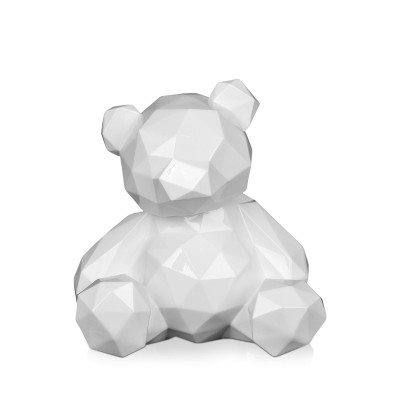 D3028PW - White Multi - faceted Teddy Bear