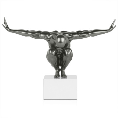 D4532EA - Balance a Small Metallised Grey Sculpture