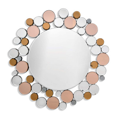 HM010A8080 - Modern Round Mirror with Frame Made of Circles