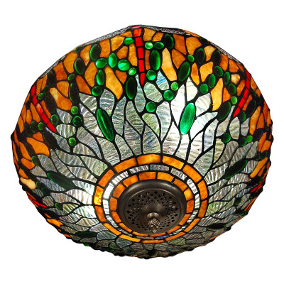 CD16123 - Orange and green dragonfly ceiling light fixture