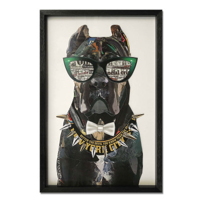 SA035A1 - Corsican Dog with glasses collage painting