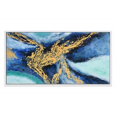 WA009WA - Abstract painting on plexiglas with gold and blue shades