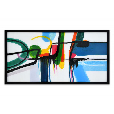 AS459X1 - Abstract painting on coloured plexiglass on white background