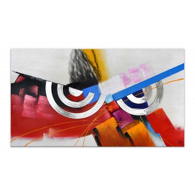 WF004X1 - Abstract Painting with Metal Inserts