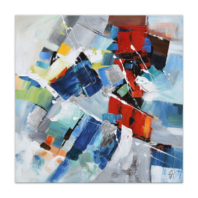 WF008X1 - Blue, red and white abstract painting