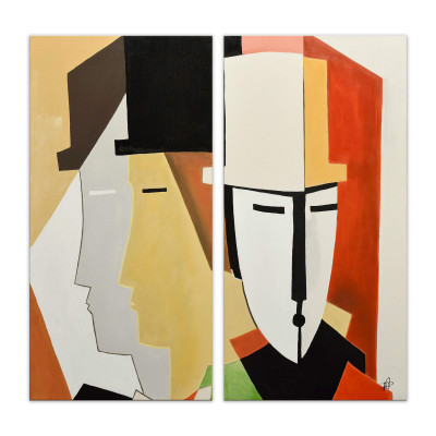 WF069X1 - Painting Abstract face multicolored
