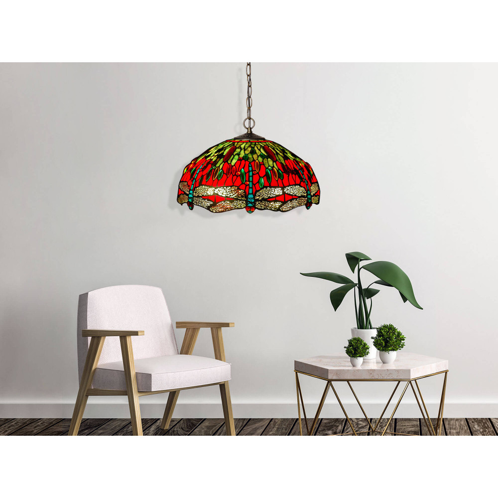 CD16322 - Red and green dragonfly ceiling light