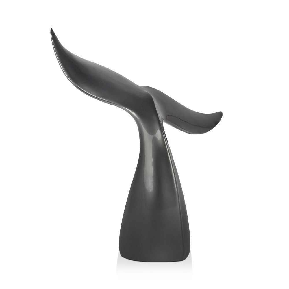 Statuetta moderna in resina raffigurante la coda di una balena che emerge dalle acque