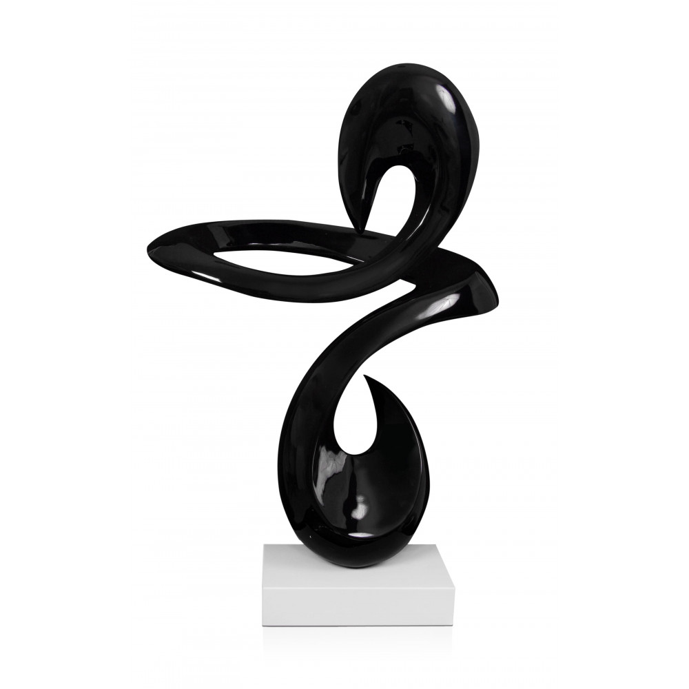 Statuetta in resina dal design moderno con soggetto astratto e rivestimento nero laccato