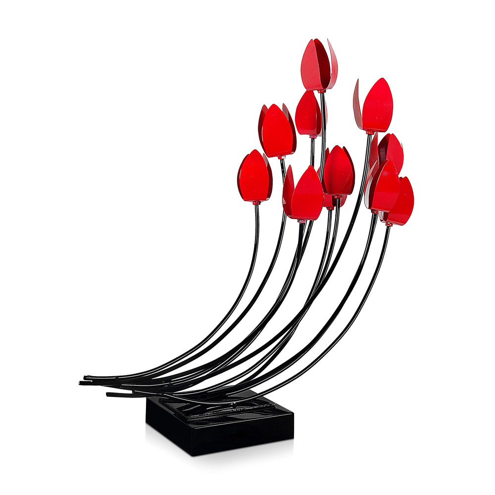 DS7470BR - Curved poppies metal sculpture