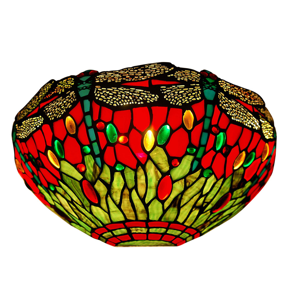 WD12022 - Red and green dragonfly wall lamp